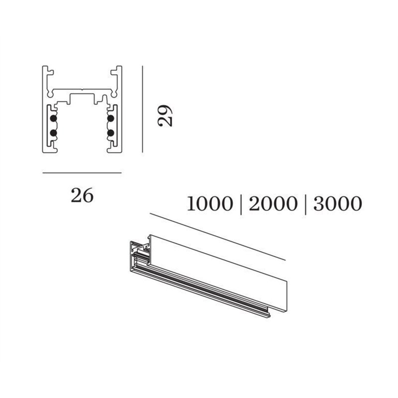 Wever & Ducré Track Profile 1M Strex System | Surface/Suspended