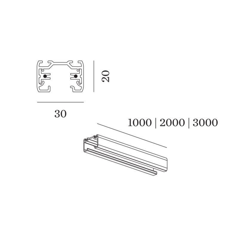 Wever & Ducré Track Profile 2M 1-Phase Track | Surface/Suspended