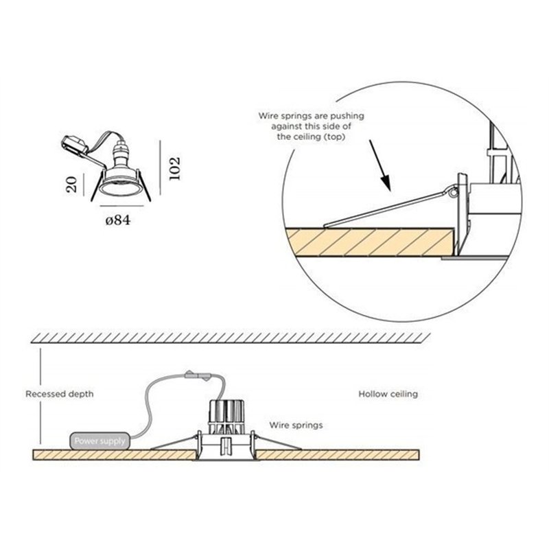 Wever & Ducré Deep 1.0 PAR16 ressorts métalliques Spot encastré
