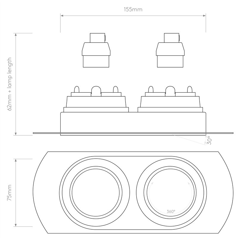 Astro Trimless Round Twin Adjustable | Spot encastré