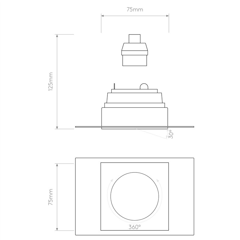 Astro Trimless Square Adjustable | Spot encastré