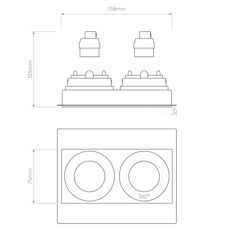 Astro Trimless Square Twin Adjustable | Spot encastré
