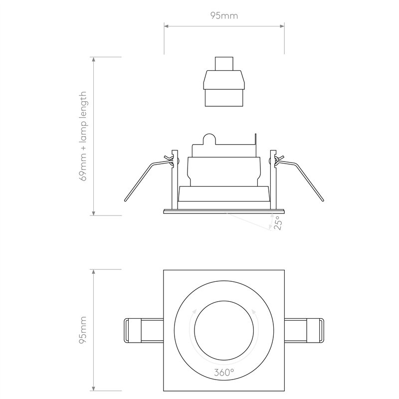 Astro Pinhole Slimline Square Adjustable Fire-Rated | Einbauspot