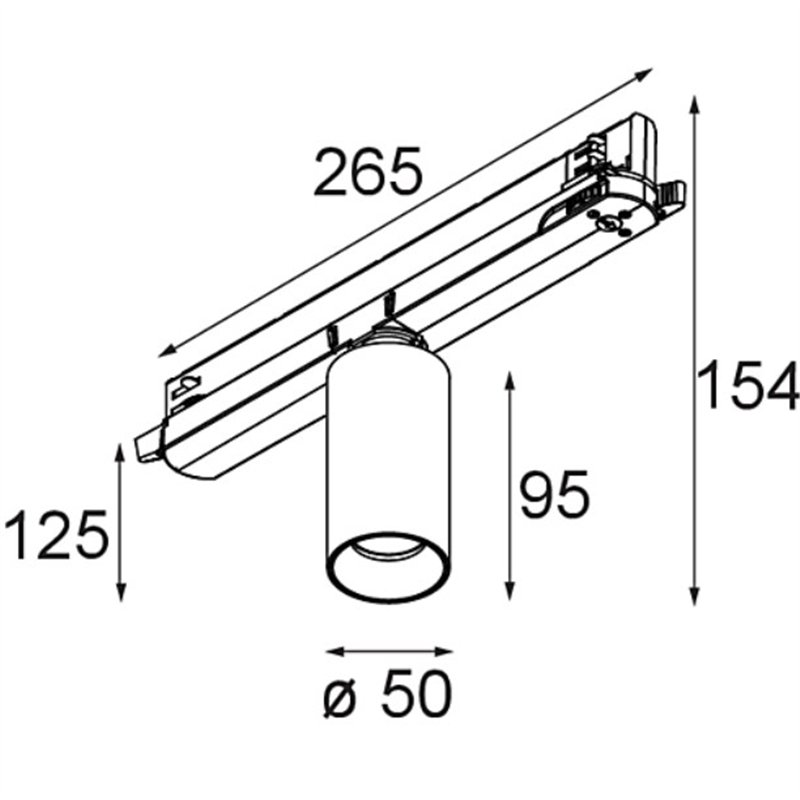Modular Nyto Track 230V Adjustable 50 1x LED DI | Éclairage sur rail