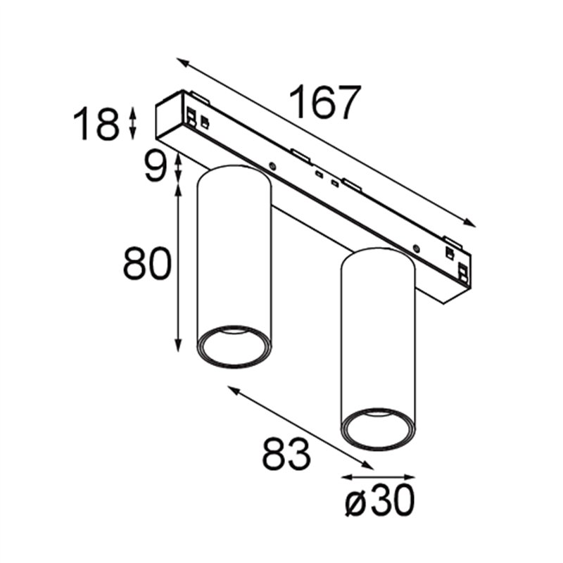 Modular Nyto Track 48V Adjustable 30 2x LED | Éclairage sur rail