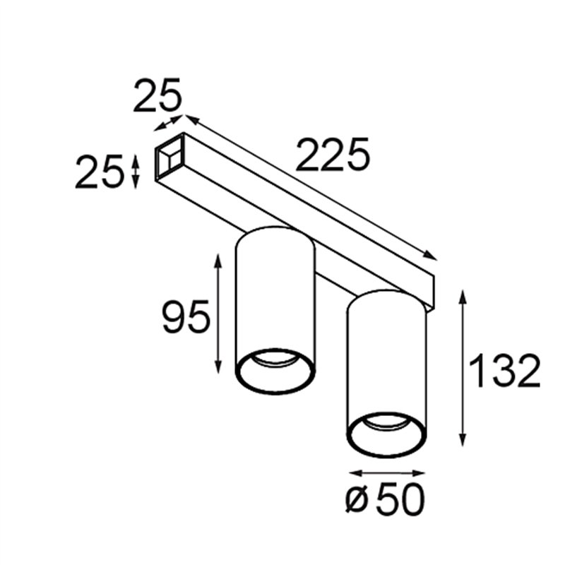 Modular Nyto Surface Adjustable 50 Square 2x LED DE | Deckenlampe / Wandlampe