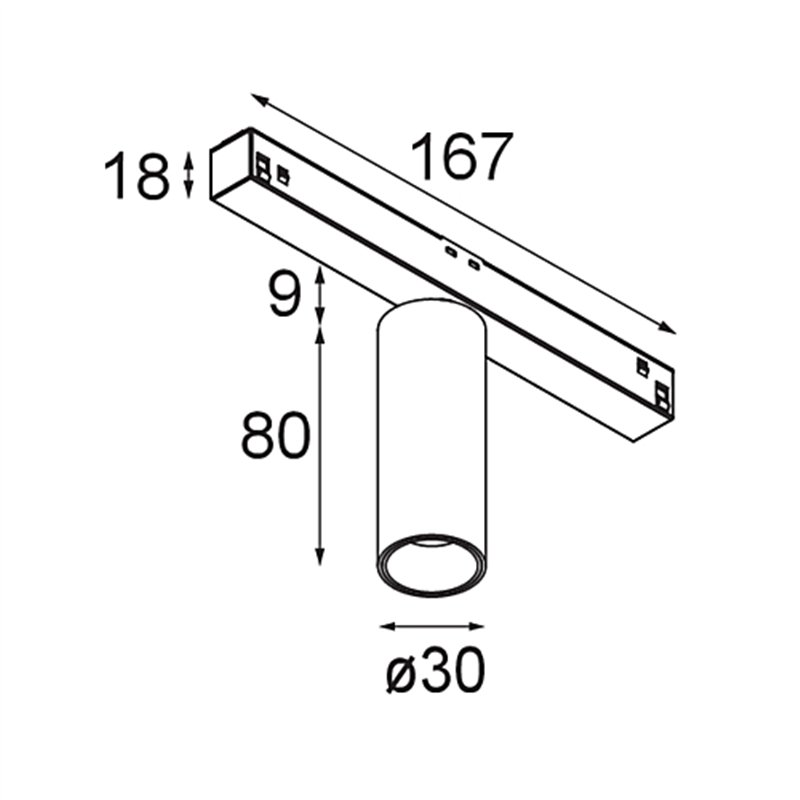 Modular Nyto Track 48V Adjustable 30 1x LED | Éclairage sur rail