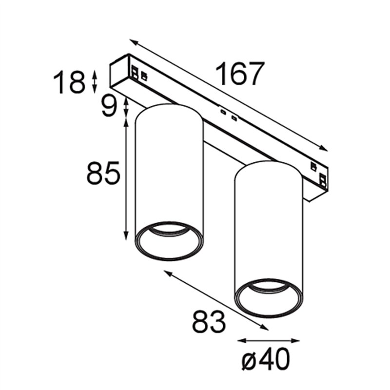 Modular Nyto Track 48V Adjustable 40 2x LED | Éclairage sur rail