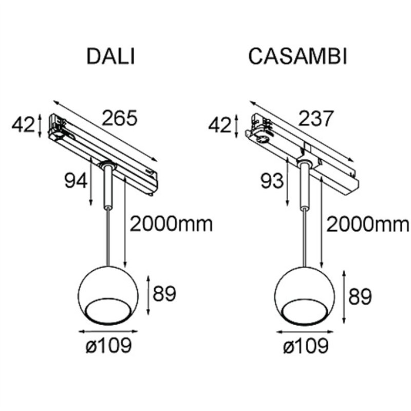 Modular Marbul Track 230V Suspended 109 1x LED DI | Éclairage sur rail