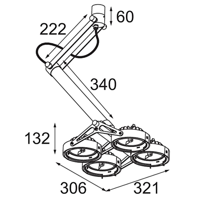 Modular Nomad Surface Adjustable 4x LED AR111 DI | Deckenlampe