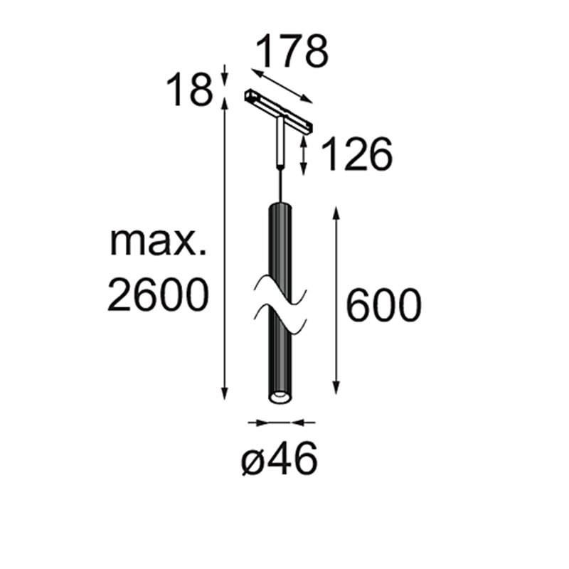 Modular Extruded Stripped Track 48V Suspended 46 600 1x LED DI | Éclairage sur rail