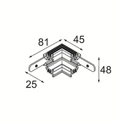 Modular Track 48V Connection 90° Mechanical (For Recessed Trimless Mounting) Inside