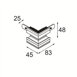 Modular Track 48V Connection 90° Mechanical (For Recessed Trimless Mounting) Outside