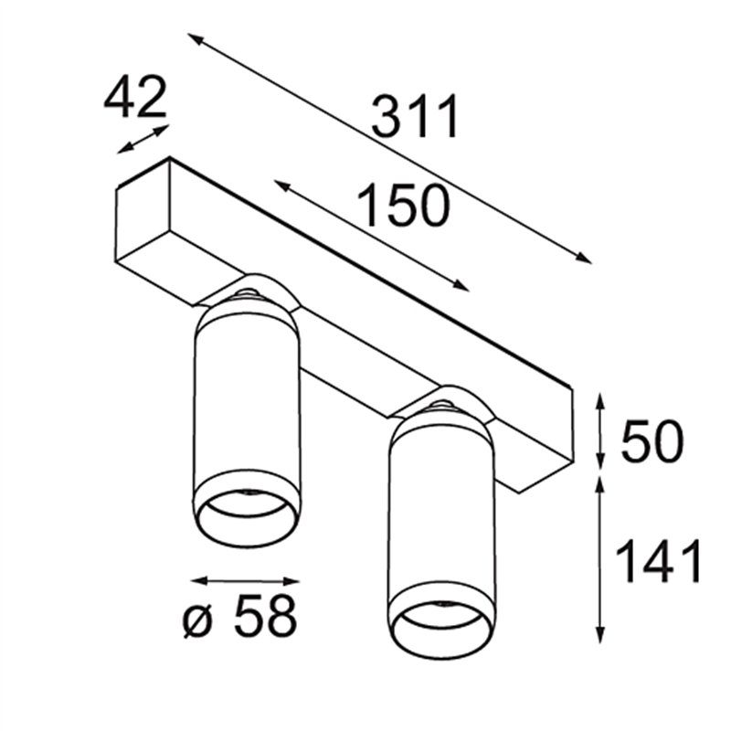 Modular Kogel Surface Adjustable 58 2x LED DI | Plafonnier / Applique