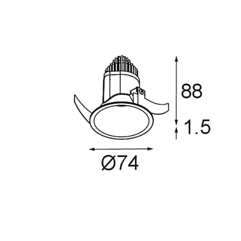 Modular Modest Recessed 74 (Leaf Springs) 1x IP55 LED DE | Spot encastré
