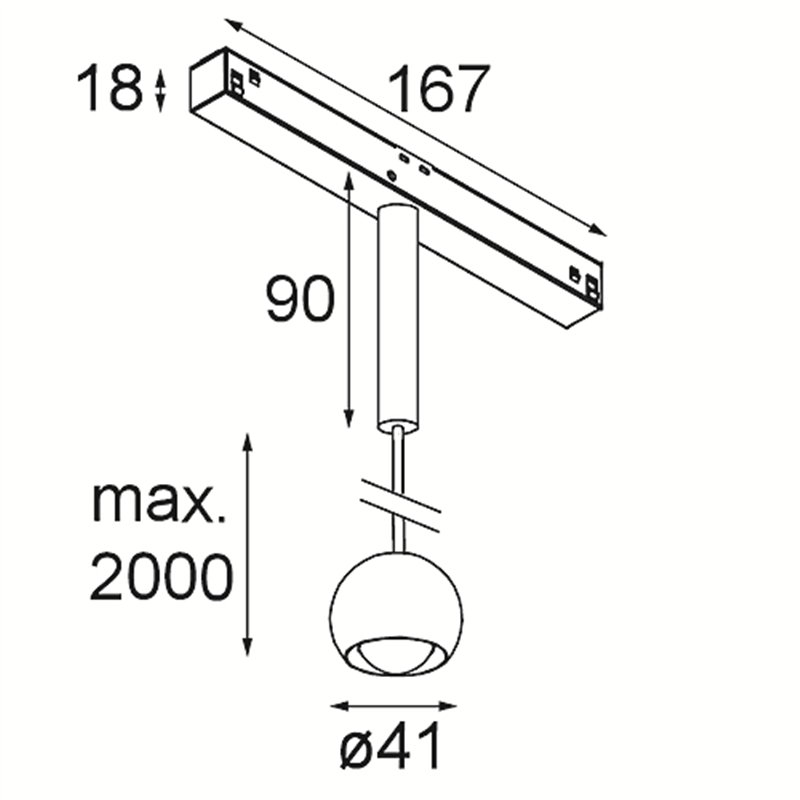 Modular Marbulito Track 48V Suspended 41 1x LED | Éclairage sur rail