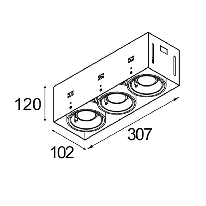 Modular Mini-Multiple Recessed Trimless Adjustable GU10 3x DE | Spot encastré