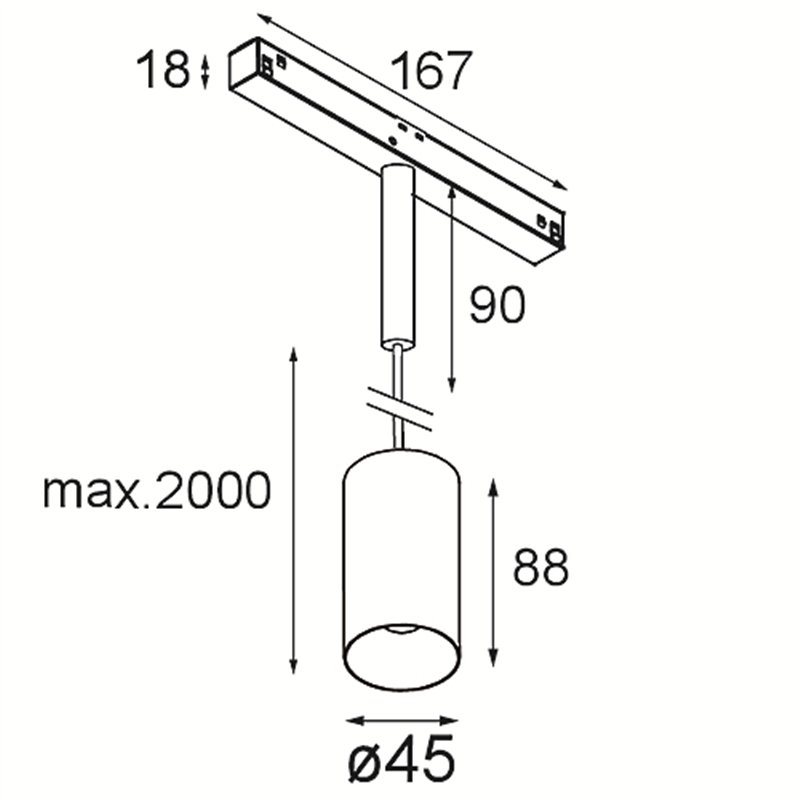 Modular Minude Track 48V Suspended 45 1x LED | Éclairage sur rail