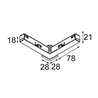 Modular Track 48V Connection 90° Electrical/Mechanical (For Surface Mounting) Outside