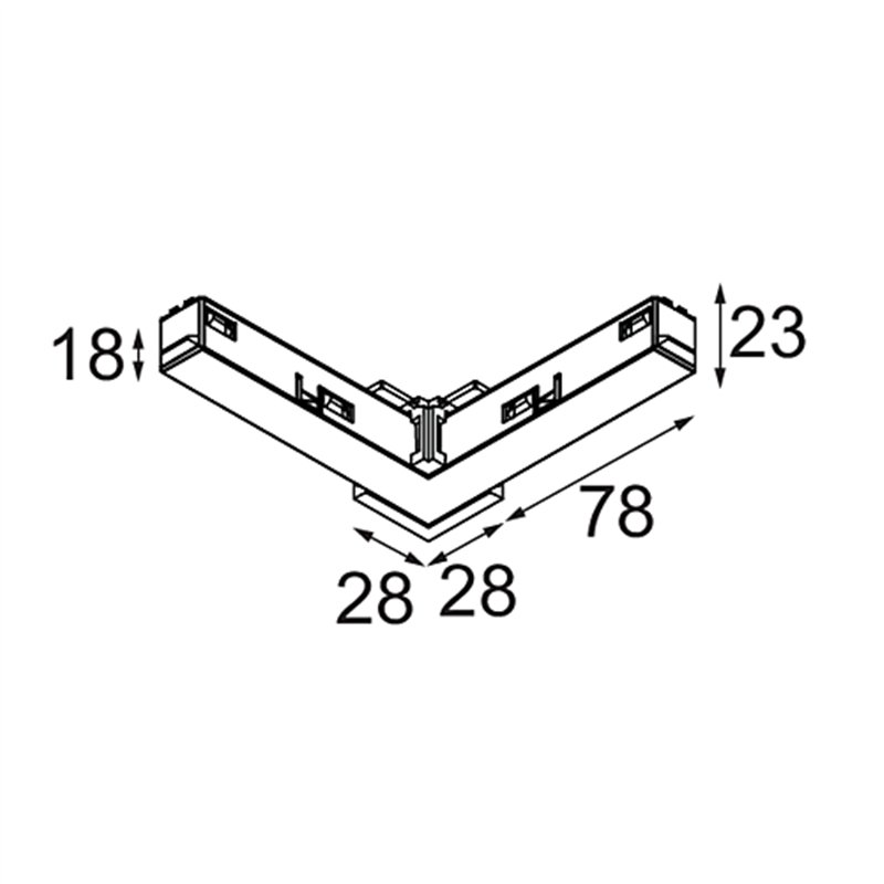 Modular Track 48V Connection 90° Electrical/Mechanical (For Suspended Mounting) Inside