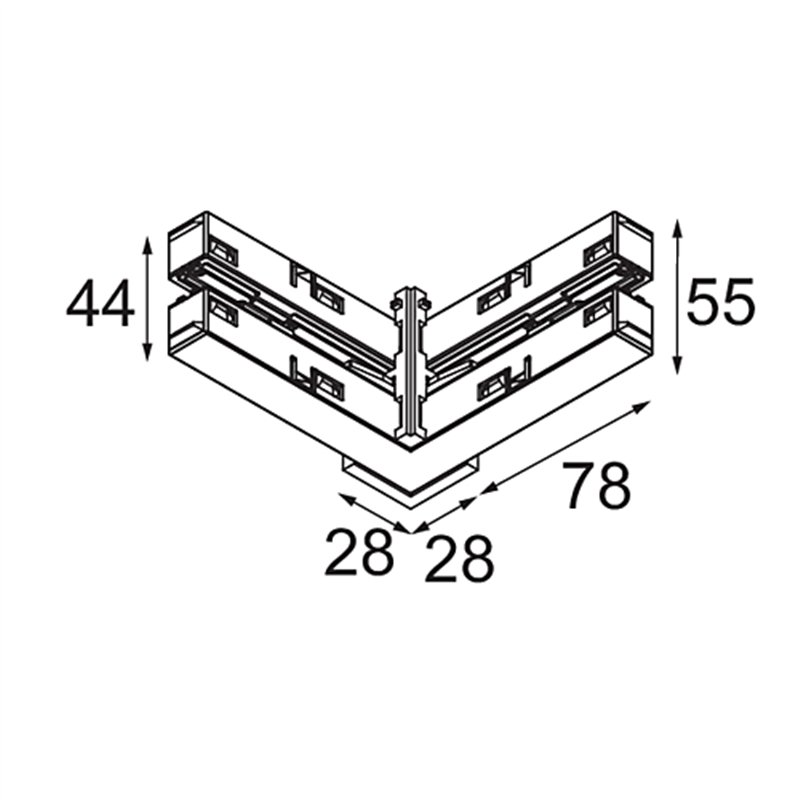 Modular Track 48V High Connection 90° Up/Down Electrical/Mechanical