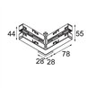 Modular Track 48V High Connection 90° Up/Down Electrical/Mechanical