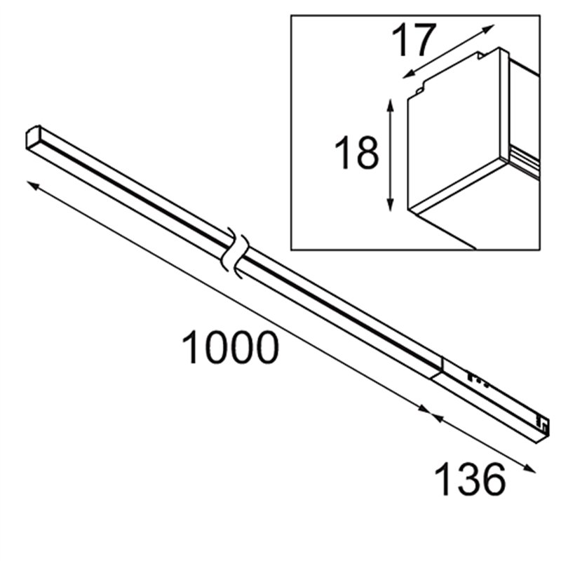 Modular Pista Linear Light Track 48V 1136 1x LED | Schienenbeleuchtung