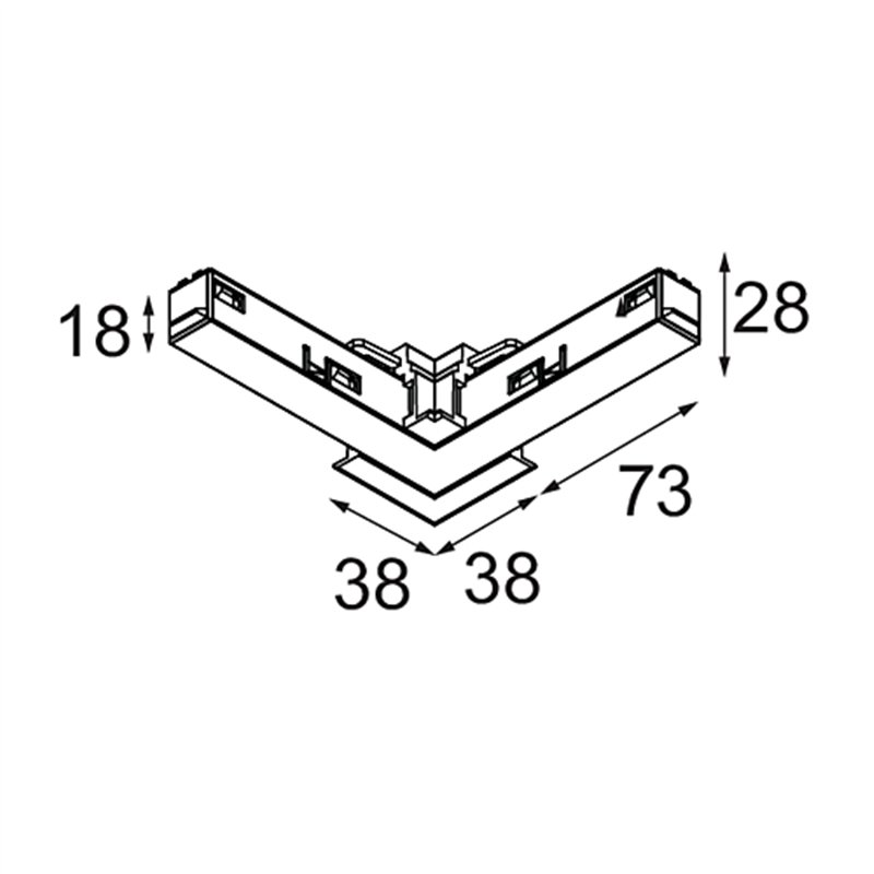 Modular Track 48V Connection 90° Electrical/Mechanical (For Recessed Mounting) Inside