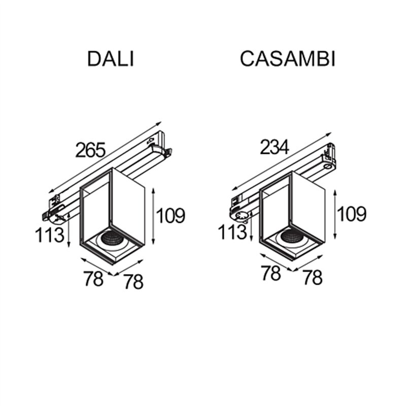 Modular Rektor Track 230V Adjustable 78x78 1x LED DI | Éclairage sur rail