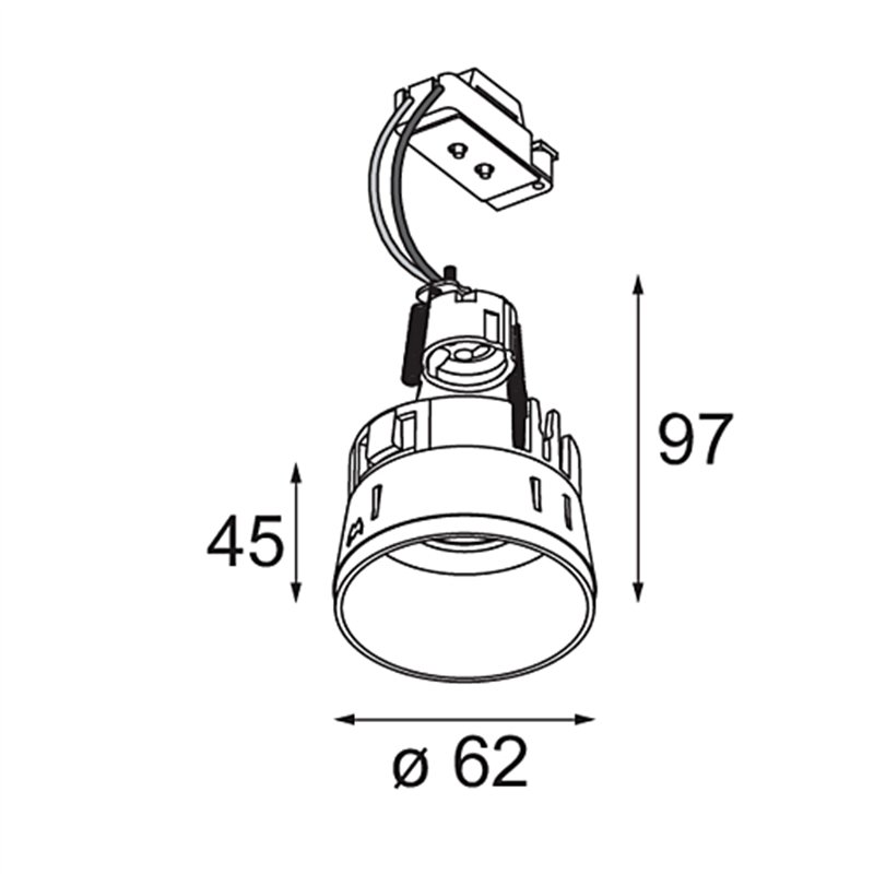 Modular Tetrix Straight Recessed 62 1x LED GU10 | Spot encastré