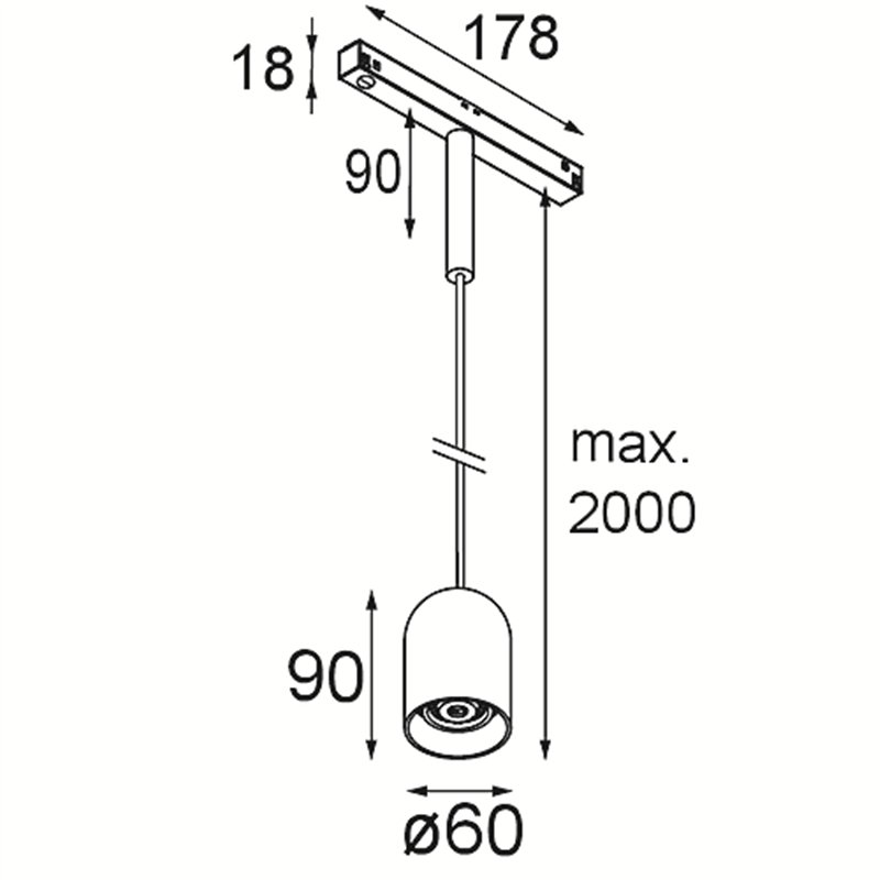 Modular Placebo Track 48V Suspended Down 60 1x LED | Éclairage sur rail