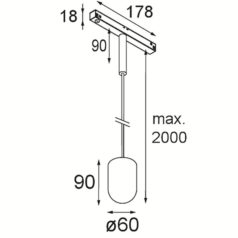 Modular Placebo Track 48V Suspended Up 60 1x LED | Éclairage sur rail