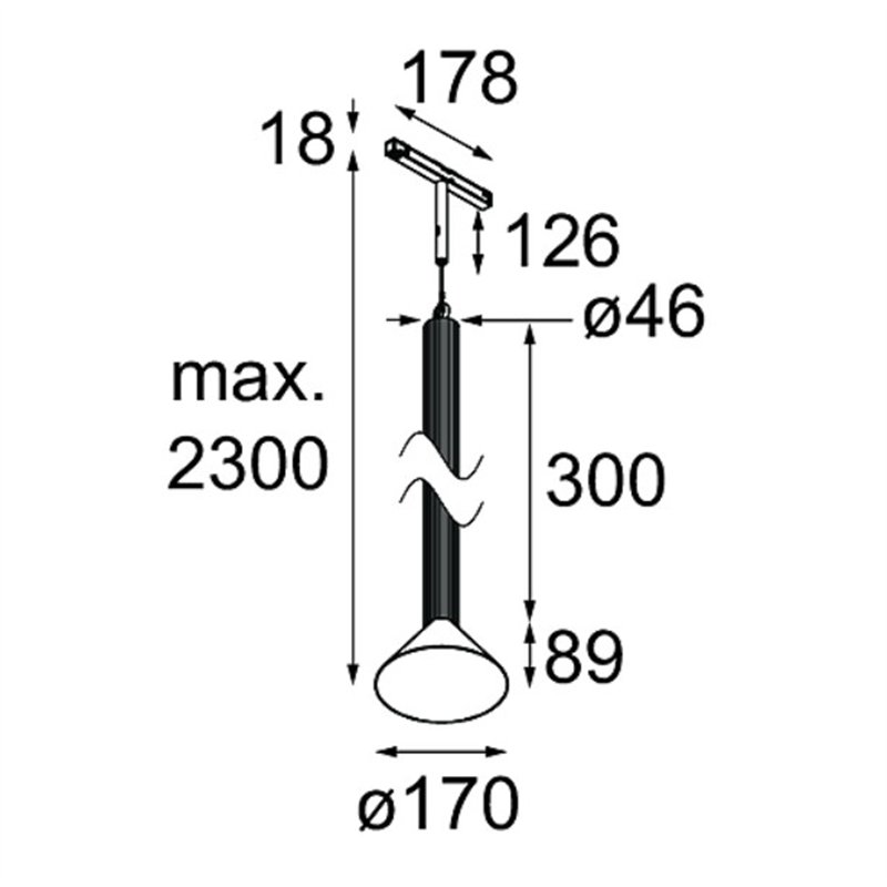 Modular Extruded Track 48V Suspended 46 300 1x LED | Éclairage sur rail