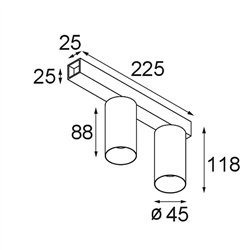 Modular Minude Surface Adjustable 45 Square 2x LED DE | Plafonnier / Applique
