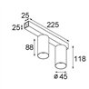 Modular Minude Surface Adjustable 45 Square 2x LED DE | Plafonnier / Applique