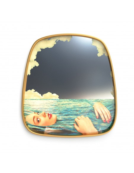 SELETTI Toiletpaper miroir avec cadre d'or - fille de la mer