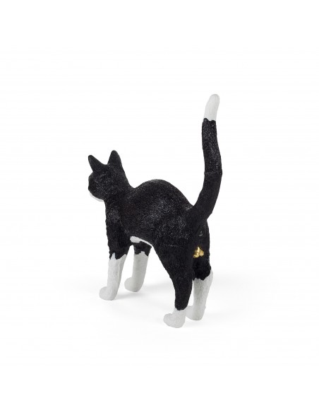 SELETTI The Jobby Chat Lampe Noire & Blanche