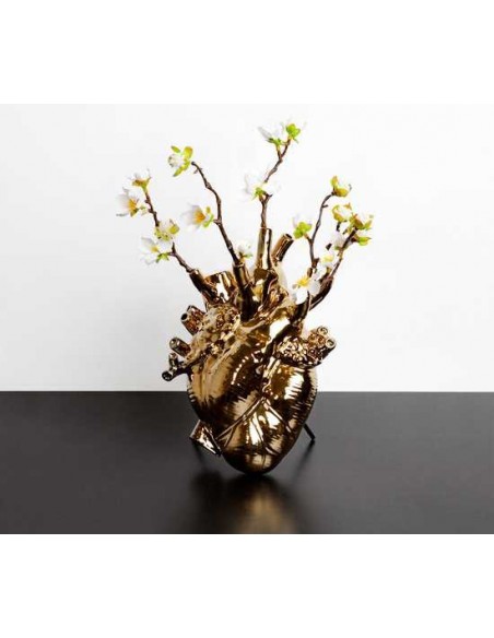 SELETTI Vase en porcelaine "Love In Bloom" - Or