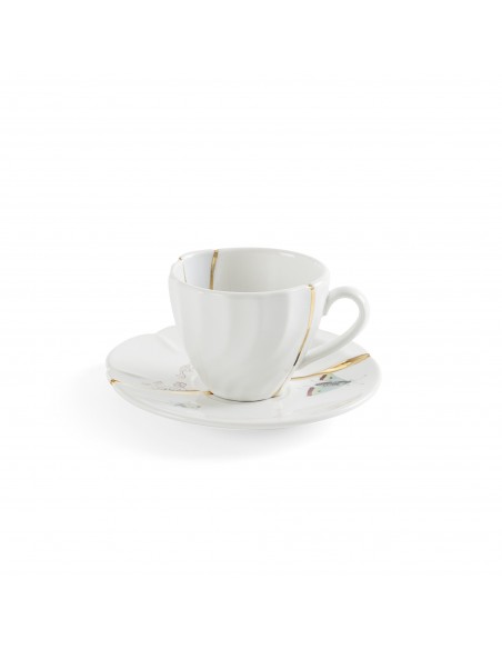 SELETTI Kintsugi Tasse à café + assiette porcelaine n'2
