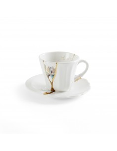 SELETTI Kintsugi Tasse à café + assiette porcelaine n'3