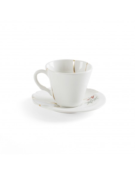 SELETTI Kintsugi Tasse à café + assiette porcelaine n'3