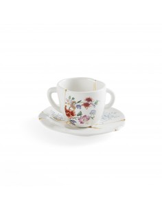 SELETTI Kintsugi Tasse à café + assiette porcelaine n'1