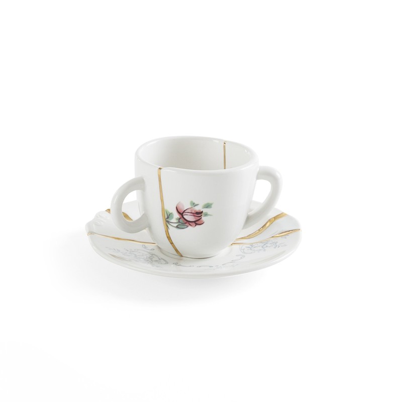 SELETTI Kintsugi Porcelain coffee cup + plate n'1