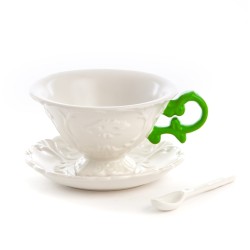SELETTI i-wares set in porcelain with coloured handles