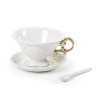 SELETTI I-wares service à thé en porcelaine avec col. Manche en or
