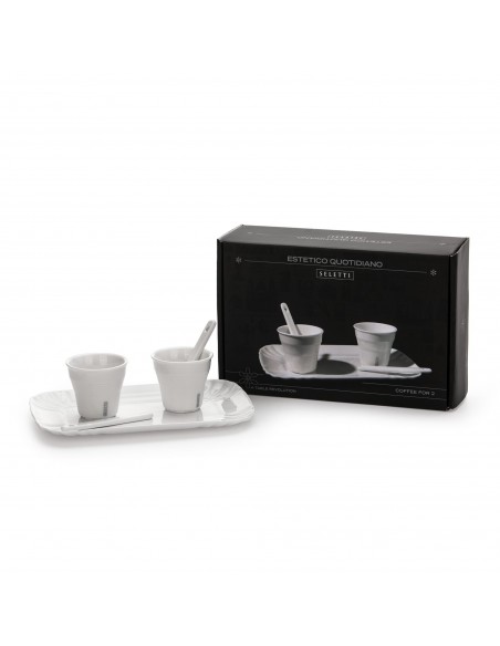 SELETTI coffee set 2 cups + 2 stirrers + 1 tray