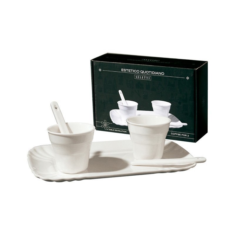 SELETTI coffee set 2 cups + 2 stirrers + 1 tray