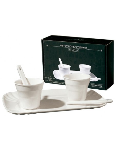 SELETTI coffee set 2 cups + 2 stirrers + 1 tray