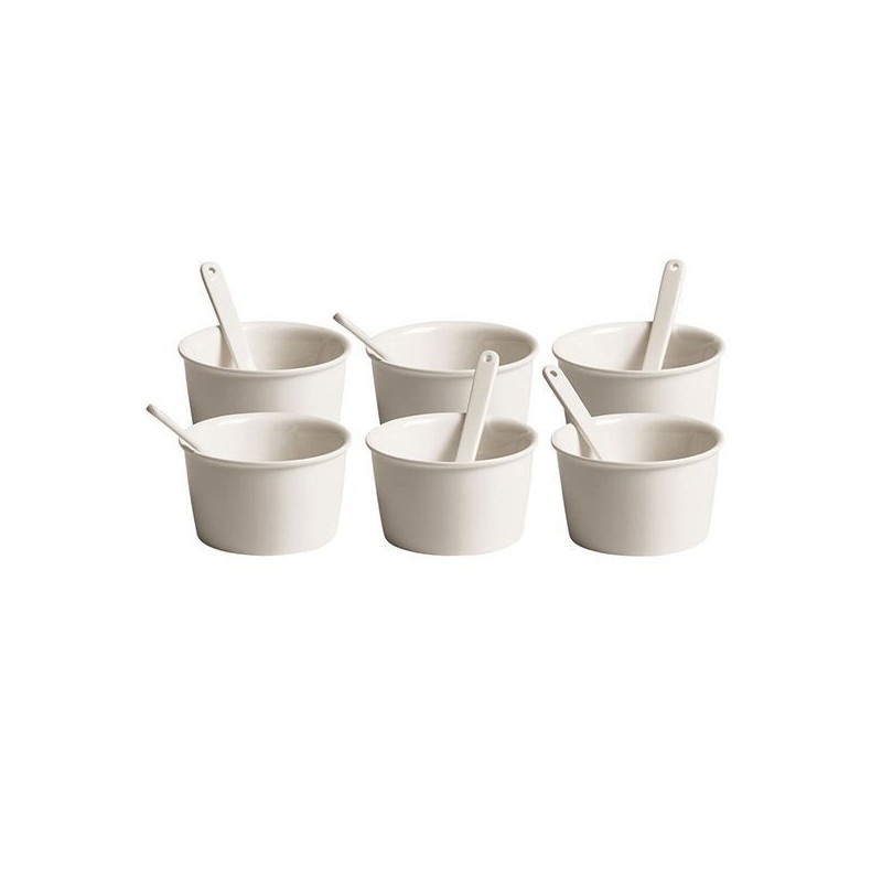 SELETTI Estetico Quotidiano bols de glace et cuillères en porcelaine de 6 pièces