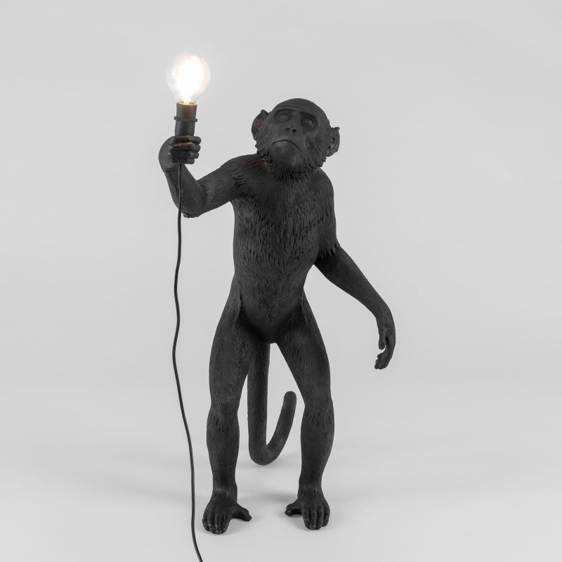 SELETTI Singe Lampe Debout Noir - Extérieur